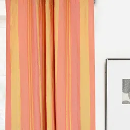Saral Home Orange & Pink Set of 2 Striped Room Darkening Window Curtain-8