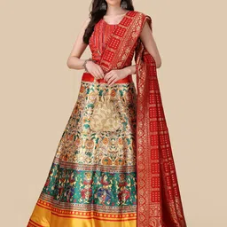 Kaizen TEXO FAB Printed Satin Semi-Stitched Lehenga & Unstitched Blouse With Dupatta-picture-35
