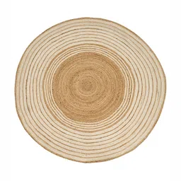 Art Avenue Madagascar Beige & White Textured Round Floor Jute Carpet-14