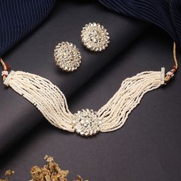 Jazz and Sizzle Gold-Plated Kundan-Studded & Beaded Jewellery Set-image-98