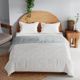 BIANCA Grey & White Ethnic Motifs Printed AC Room 150 GSM Cotton Double Bed Dohar-picture-14