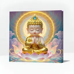 OLIVE TREE White & Gold Buddha Religious Canvas Wall Art-40