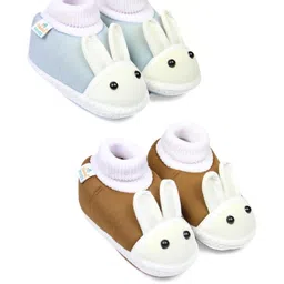 NESKA MODA 6 To 12 Months Infants Pack of 2 Pair Cotton Rabbit Booties-image-54