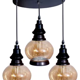 GAUVIK Black & Gold-Toned Glass Traditional Ceiling Lamp-22