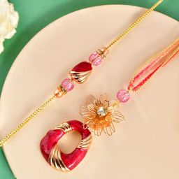 Aapno Rajasthan Set Of 2 Bhaiya Bhabi Rakhi With Roli Chawal & Greeting Card-image-37