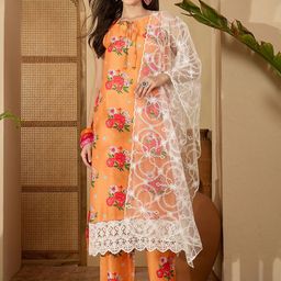 Sangria Women Floral Printed Kurta with Palazzo & Dupatta-image-61