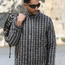 Campus Sutra Men Striped Lightweight Biker Jacket-image-94