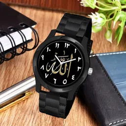 CSAMON Men Printed Dial & Straps Round Reset Time Analogue Watch KT Islamic NUM07 BLK CD-1