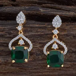 Kushal's Fashion Jewellery Rhodium-Plated Square Cubic Zirconia Drop Earrings-54