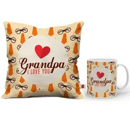 Indigifts 2Pcs White & Red Cushion Cover & Mug-2
