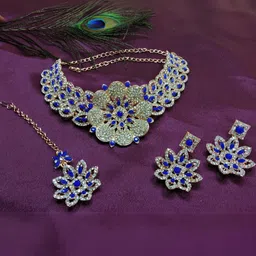 VATSALYA creation Rose Gold-Plated Artificial Stones Alloy Jewellery Set-image-57