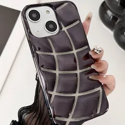 Luxury Kase LK142 Electroplated curved plaid Protective iPhone 15 Plus Back Case-image-94