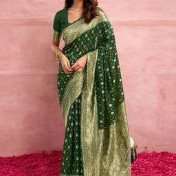 KALINI Woven Design Zari Silk Blend Banarasi Saree-picture-47