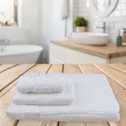 Ramraj White 3 Piece Other 500 GSM Towel Set-5