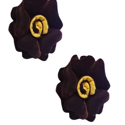Myntra Elegant Homes Set of 2 Wine Coloured & Yellow Floral Shaped Decorative Cushions-4