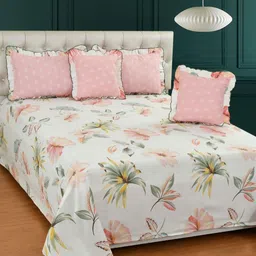 BREVARD Pink 5 Pieces Double King Superfine Bedding Set-24