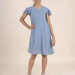 KiddoPanti Polka Dot Print Georgette A-Line Dress-image-88