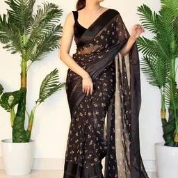 SANJANA SILK Floral Printed Pure Georgette Bagh Saree-picture-13