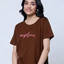 LoveDky Women Typography Printed Round Neck Cotton T-shirt-picture-20