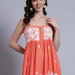 The Chikan Label Women Embroidered Chikankari Empire Anarkali Kurti-picture-23
