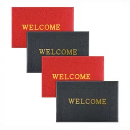 Aura 4-Pcs Red & Grey Printed Anti Skid Doormat-25