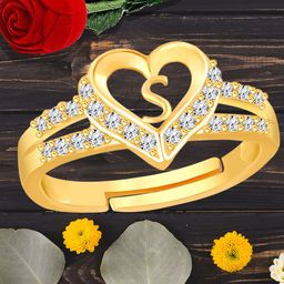 Heer Collection Gold-Plated American Diamond-Studded Finger Ring-image-31