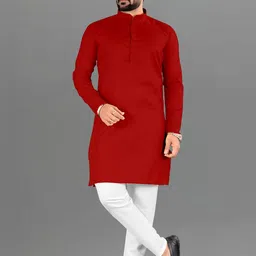 Attigo Red Cotton Blend Kurta Sets-picture-42