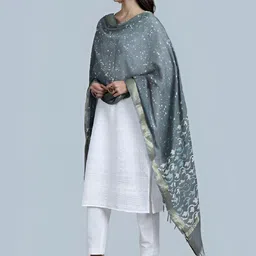 LOOM LEGACY Floral Block Printed Chanderi Dupatta-2