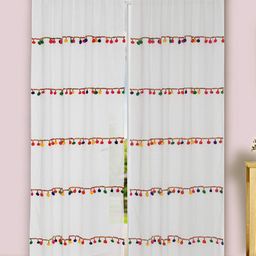 Dekor World Multicoloured Set of 2 Embellished Sheer Door Curtain-51