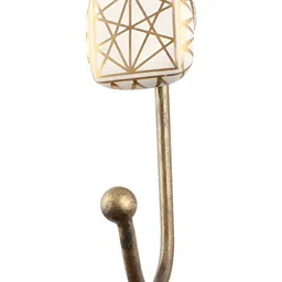 IndianShelf Gold-Toned & White Ceramic Square Wall Hook-image-99