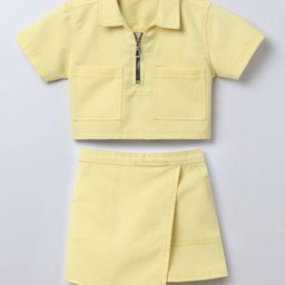 taffykids Girls Dhirt Collar CropTop With Skort-image-22