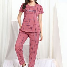 Arela Printed Round Neck T-Shirt & Trousers Co-Ord Set-image-21