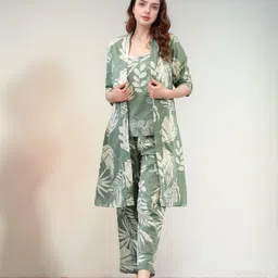 BAESD Printed Pure Cotton Tunic & Trousers With Shrug-image-95