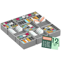 Aura Grey Set of 6 Reusable Drawer Organiser Organisers-14