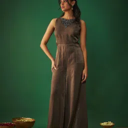 Mehak Murpana Basic Jumpsuit with Embroidered-image-50