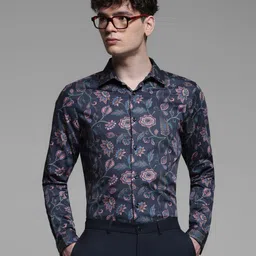 Jack & Jones Men Spread Collar Floral Printed Cotton Canvas Slim Fit Formal Shirt-image-16