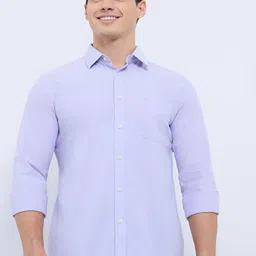 Raymond Men Chambray Solid Casual Shirt-image-90