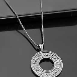 Voylla Men Rhodium Plated Statement Pendant With Chain-image-71