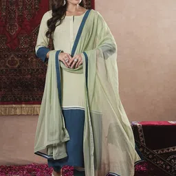 GoSriKi Round Neck Straight Kurta With Trouser & Dupatta-33
