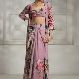 Rivaar By Rocky Star Printed Square Neck Top Shrug With Skirt Co-Ords Set-picture-7