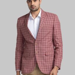 Men Checkered Single Breasted Formal Blazer-image-88
