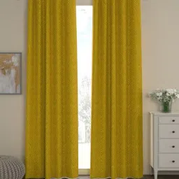 Gold Polyester Traditional 9ft Semisheer Eyelet 2 Pcs Door Curtains by ROSARAHOME-picture-16