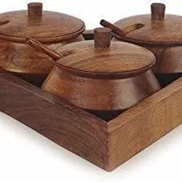 Wooden Triangle Shape Serving Tray with Bowl Set Tray-25
