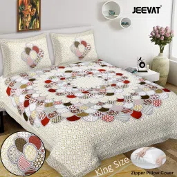 220 TC Cotton King Jaipuri Prints Flat Bedsheet-19