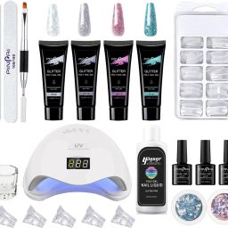 Glitter Nail Extension Poly Nail Gel Kit with Top Coat Base Coat UV Nail Lamp-image-19
