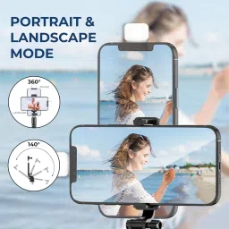PunnkFunnk R1S 3-in-1 Selfie Stick Tripod with Rechargeable LED Light & Bluetooth Remote | Foldable Mobile Tripod Stand for Vlogging, Selfies, Reels & Video Calls Bluetooth Selfie Stick image 3