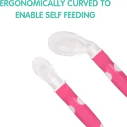 1st step BPA Free Baby Angular Self Feeding Spoons Set With Silicone Tip- Polypropylene, Silicone image 3