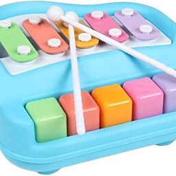 2 in 1 Mini Piano and Xylophone with 5 Multicolored Keys | 2 Sticks |Great Gift-image-5