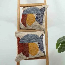 Multicolor Woven Abstract Cotton 16 x 16 Inches Cushion Covers (Set of 2) by Grhamoy-picture-6