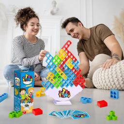 Tetra Tower Balance Game for Kids & Adults & Colorful Block Stacking-image-11